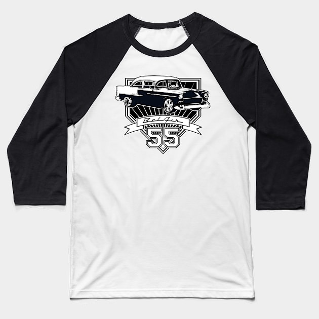 55 Chevy Bel Air Baseball T-Shirt by CoolCarVideos